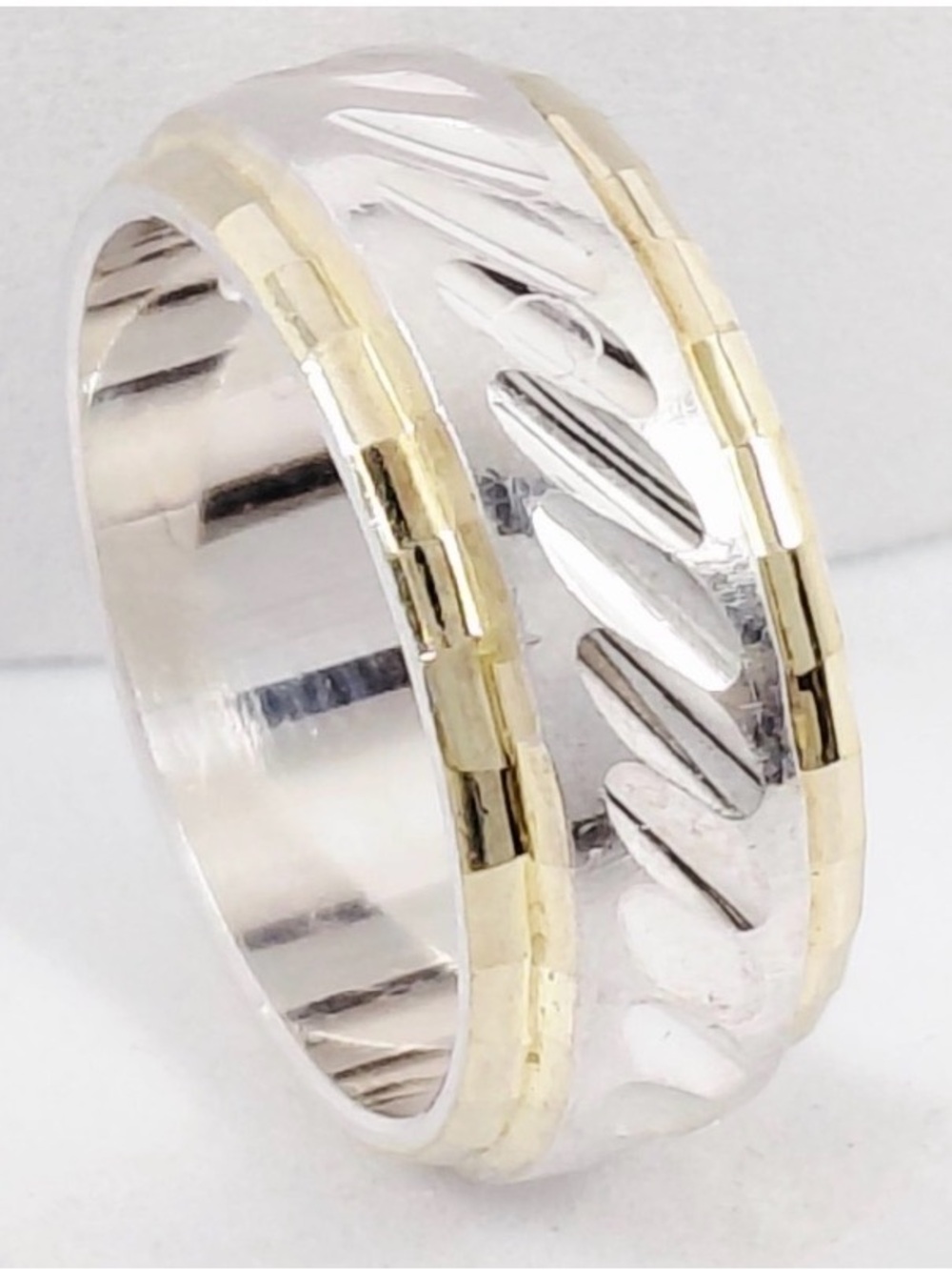 Milor Italy Two-Tone 925 Silver and Gold Band Ring size 5.5